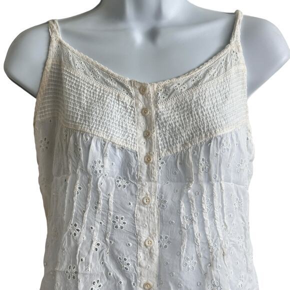 Johnny Was‎ white eyelet embroidered spaghetti strap blouse size XS - Picture 4 of 9